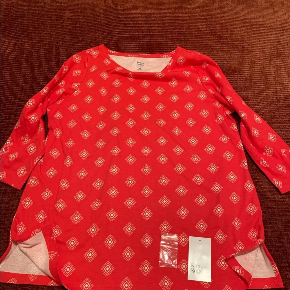 Orange Coral, 3/4-Sleeve, Long-Tail Top -- Belk - Picture 5 of 10